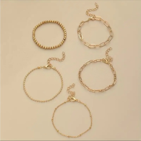 NWOT 14K Gold Plated Beaded Bracelet Stack Set - Picture 2 of 3